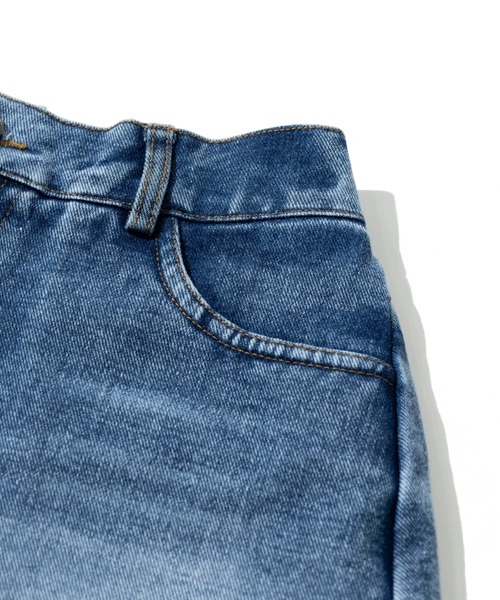 CUBE SUGAR（キューブシュガー）の「CUBE SUGAR/キューブシュガー　デニム x ジャージー クレイジースカート（スカート・レディース・カーキ・FREE）」の4枚目の写真