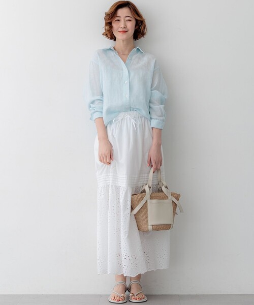 23区(ニジュウサンク)の「LIBECOリネン ベーシック シャツ(シャツ/ブラウス・レディース・ホワイト系/スカイブルー系1/オレンジ系/ベージュ系/ピンク系1/ブルー系・38/36)」の15枚目の写真