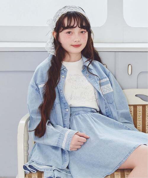 mezzo piano Junior(メゾピアノジュニア)の「ライトデニムシャツ(シャツ/ブラウス・キッズ・ライトブルー・L:160cm/M:150cm/S:140cm)」の1枚目の写真