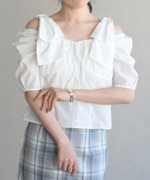 31 Sons de mode | 2026春夏新作 5分袖肩リボンブラウス(シャツ/ブラウス)
