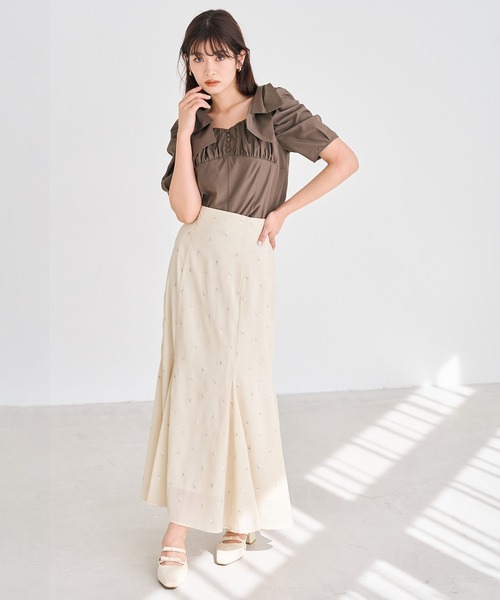 31 Sons de mode(トランテアン ソン ドゥ モード)の「2026春夏新作 5分袖肩リボンブラウス(シャツ/ブラウス・レディース・ブラウン/イエロー/オフホワイト・フリ-)」の5枚目の写真