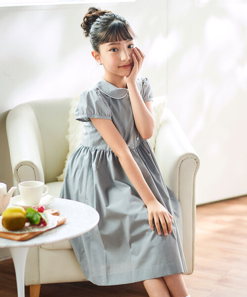 Tartine et Chocolat(タルティーヌエショコラ)の「パイピングブロード襟付きワンピース(100~140cm)(ワンピース・キッズ・ネイビー/グレー・140cm/120cm/130cm)」の14枚目の写真