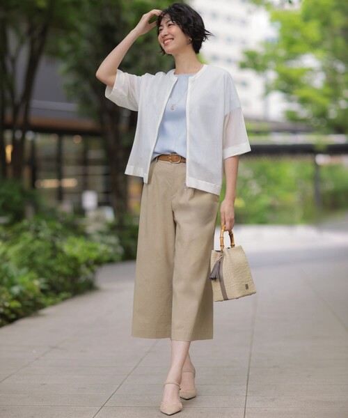 J.PRESS Ladies(J.プレス レディス)の「【人気素材】セルロースリネンストレッチ クロップド パンツ(その他パンツ・レディース・ブラック系/ベージュ系/カーキ系/グリーン系・S/XS)」の6枚目の写真