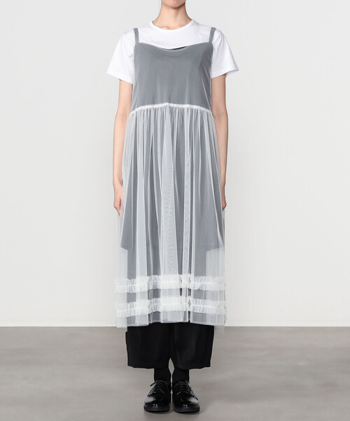 Bshop（ビショップ）の「eunoia | レイヤードメッシュワンピース WOMEN（ワンピース・レディース・ホワイト/ブラック・ONE）」の8枚目の写真