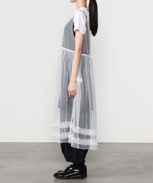 Bshop（ビショップ）の「eunoia | レイヤードメッシュワンピース WOMEN（ワンピース・レディース・ホワイト/ブラック・ONE）」の9枚目の写真
