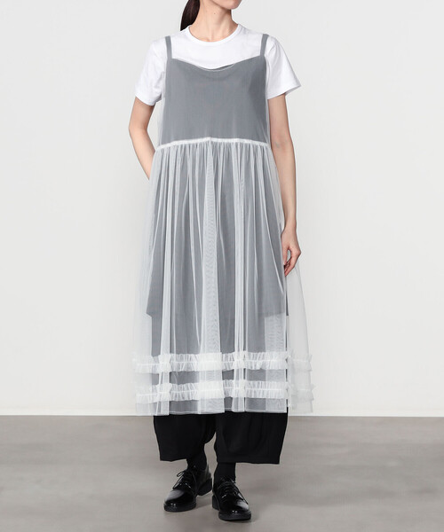Bshop（ビショップ）の「eunoia | レイヤードメッシュワンピース WOMEN（ワンピース・レディース・ホワイト/ブラック・ONE）」の11枚目の写真