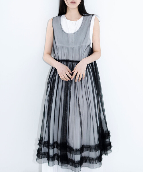 Bshop（ビショップ）の「eunoia | レイヤードメッシュワンピース WOMEN（ワンピース・レディース・ホワイト/ブラック・ONE）」の15枚目の写真