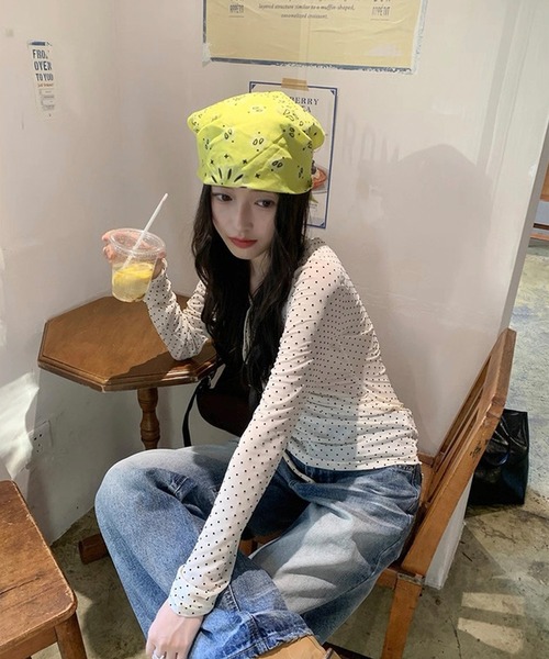 shopnikoniko(ショップニコニコ)の「ドットトップス 長袖 リボン シアー ドット シアートップス(その他トップス・レディース・ドット・フリー)」の5枚目の写真