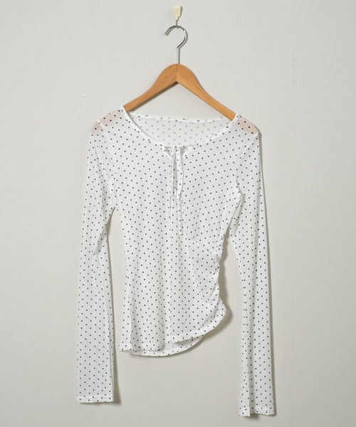 shopnikoniko(ショップニコニコ)の「ドットトップス 長袖 リボン シアー ドット シアートップス(その他トップス・レディース・ドット・フリー)」の9枚目の写真
