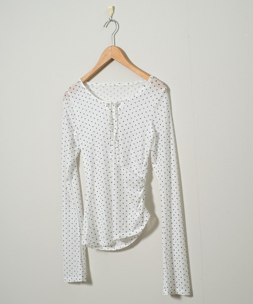 shopnikoniko(ショップニコニコ)の「ドットトップス 長袖 リボン シアー ドット シアートップス(その他トップス・レディース・ドット・フリー)」の10枚目の写真