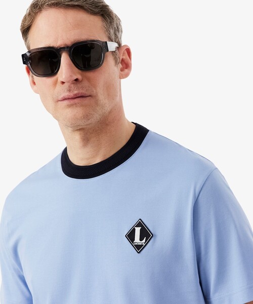 LACOSTE(ラコステ)の「フランスメイド レトロパッチリンガーネックTシャツ(Tシャツ/カットソー・メンズ・オフホワイト/ライトブルー・2/3/4/5)」の13枚目の写真