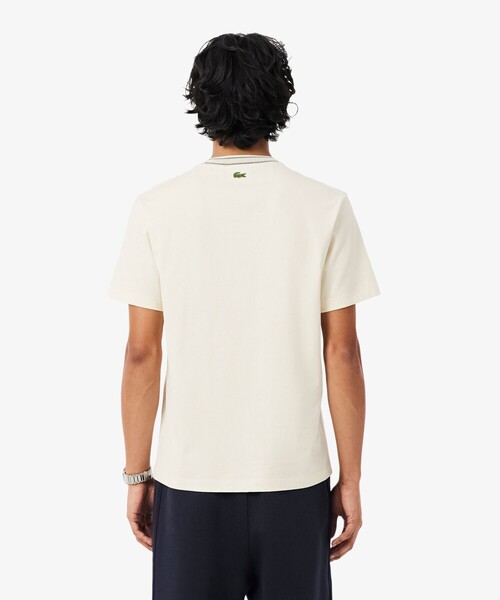LACOSTE(ラコステ)の「フランスメイド レトロパッチリンガーネックTシャツ(Tシャツ/カットソー・メンズ・オフホワイト/ライトブルー・2/3/4/5)」の6枚目の写真