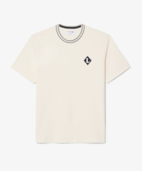 LACOSTE(ラコステ)の「フランスメイド レトロパッチリンガーネックTシャツ(Tシャツ/カットソー・メンズ・オフホワイト/ライトブルー・2/3/4/5)」の7枚目の写真