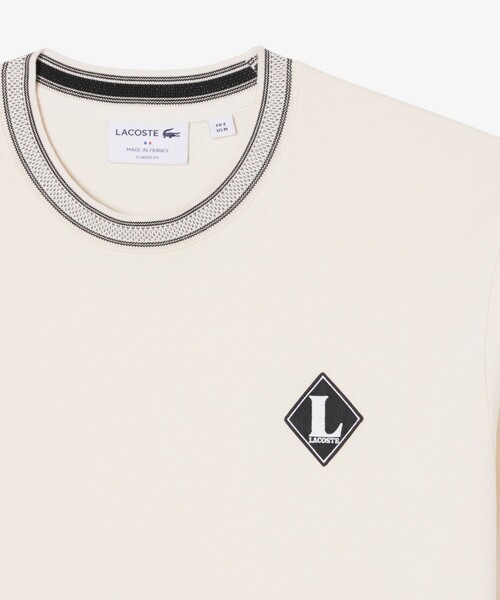 LACOSTE(ラコステ)の「フランスメイド レトロパッチリンガーネックTシャツ(Tシャツ/カットソー・メンズ・オフホワイト/ライトブルー・2/3/4/5)」の8枚目の写真