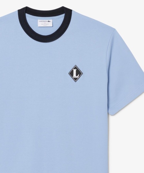 LACOSTE(ラコステ)の「フランスメイド レトロパッチリンガーネックTシャツ(Tシャツ/カットソー・メンズ・オフホワイト/ライトブルー・2/3/4/5)」の2枚目の写真