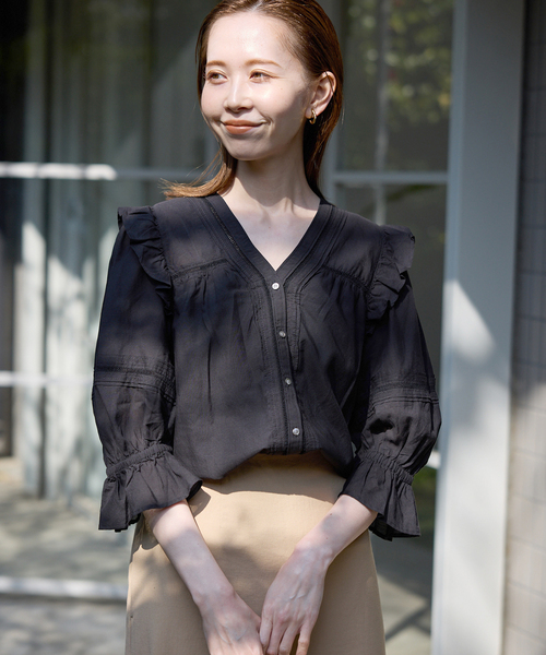 SLOBE IENA(スローブイエナ)の「《追加》コットンレーヨンレースブラウス(シャツ/ブラウス・レディース・ブラック/ホワイト/ブラウン・FREE)」の17枚目の写真