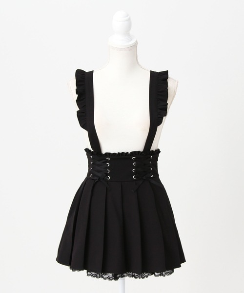 DearMyLove(ディアマイラブ)の「サス付きフリルレースアッププリーツスカート(スカート・レディース・ブラック・3L/LARGE/MEDIUM/SMALL)」の8枚目の写真