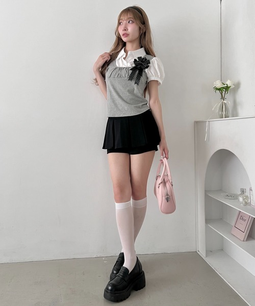 Loueme（ルエム）の「スウェットプリーツマイクロミニスカパン（スカート・レディース・グレー/ブラック・FREE）」の18枚目の写真