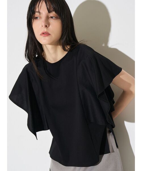 ELENDEEK（エレンディーク）の「BACK DRAPE CS（Tシャツ/カットソー・レディース・ブラック/グレー/オフホワイト・FREE）」の2枚目の写真