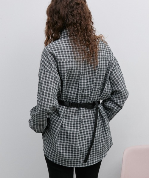 Auntie Rosa Holiday(アンティローザホリデー)の「チェックオーバーサイズシャツ(シャツ/ブラウス・レディース・ブルー/ブラック/アイボリー/ネイビー・FREE)」の9枚目の写真