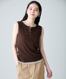【2SET】ツインセットヘンリーネックタンクトップ
