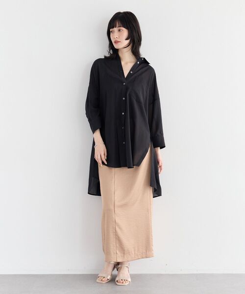 Editt by YECCA VECCA(エディットバイイェッカヴェッカ)の「リブMIXシアーオーバーシャツ(シャツ/ブラウス・レディース・ブラック/ダークベージュ/ダークグリーン・FREE)」の19枚目の写真