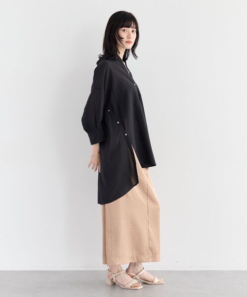 Editt by YECCA VECCA(エディットバイイェッカヴェッカ)の「リブMIXシアーオーバーシャツ(シャツ/ブラウス・レディース・ブラック/ダークベージュ/ダークグリーン・FREE)」の20枚目の写真