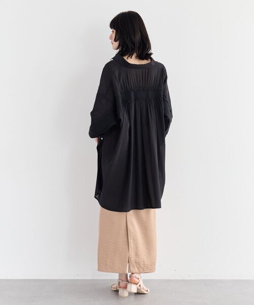 Editt by YECCA VECCA(エディットバイイェッカヴェッカ)の「リブMIXシアーオーバーシャツ(シャツ/ブラウス・レディース・ブラック/ダークベージュ/ダークグリーン・FREE)」の22枚目の写真