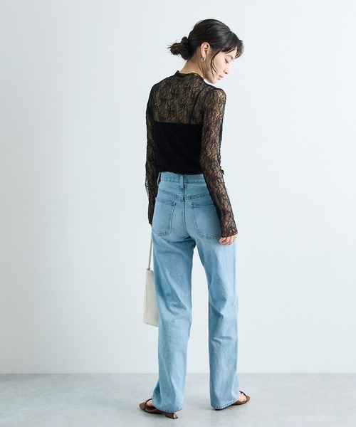 Futier land(フューティアランド)の「透かし編みストレッチレースシアートップス(Tシャツ/カットソー・レディース・ホワイト/ブラック・FREE)」の17枚目の写真