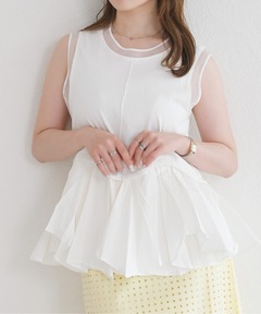 peplum puff sleeve tops（ペプラムパフスリーブトップス）（Tシャツ 