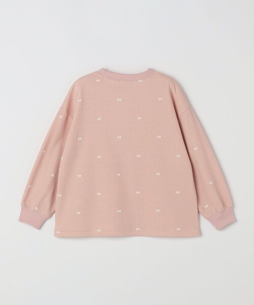 SHIPS any(シップス エニィ)の「SHIPS any:〈洗濯機可能〉ワッフル リボン クルーネック プルオーバー<KIDS>(Tシャツ/カットソー・キッズ・ホワイト系その他/ピンク/ライトグリーン・130/150/140)」の4枚目の写真