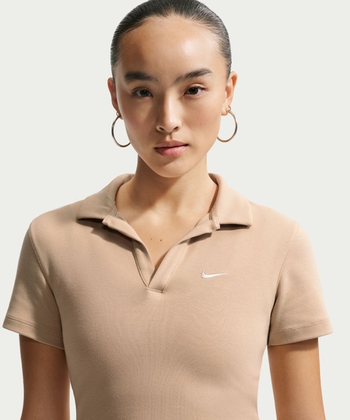 NIKE（ナイキ）の「ナイキ NIKE ナイキ  NSW エッセンシャル S/S ポロ（ポロシャツ・レディース・ブラック/オフホワイト/ベージュ・S/M/L/XL）」の11枚目の写真