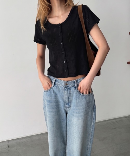 CANAL JEAN(キャナルジーン)の「El mar アイレットピコレース半袖カーディガン(カーディガン/ボレロ・レディース・グレー/ホワイト/ブラック・ONE SIZE)」の17枚目の写真