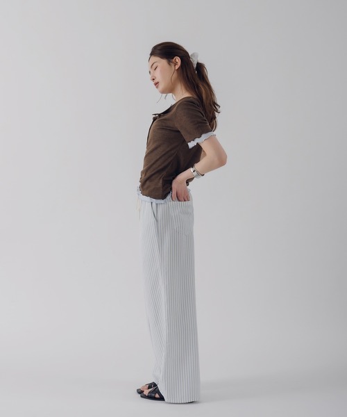 MUHET(ミュエータ)の「henry neck layered tee set / レイヤードヘンリーTシャツセット(Tシャツ/カットソー・レディース・ネイビー/ブラウン/レッド/ピンク・FREE)」の22枚目の写真