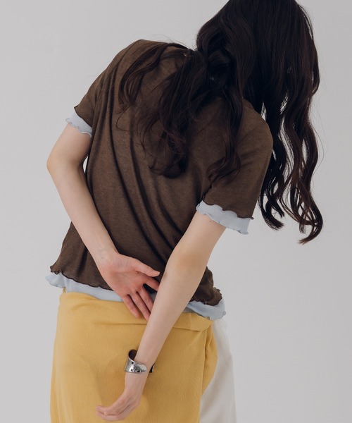 MUHET(ミュエータ)の「henry neck layered tee set / レイヤードヘンリーTシャツセット(Tシャツ/カットソー・レディース・ネイビー/ブラウン/レッド/ピンク・FREE)」の11枚目の写真