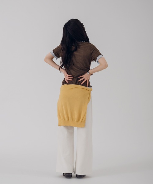 MUHET(ミュエータ)の「henry neck layered tee set / レイヤードヘンリーTシャツセット(Tシャツ/カットソー・レディース・ネイビー/ブラウン/レッド/ピンク・FREE)」の14枚目の写真