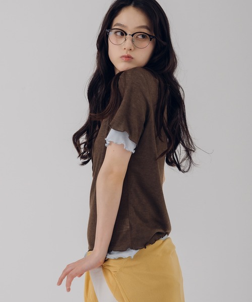 MUHET(ミュエータ)の「henry neck layered tee set / レイヤードヘンリーTシャツセット(Tシャツ/カットソー・レディース・ネイビー/ブラウン/レッド/ピンク・FREE)」の10枚目の写真