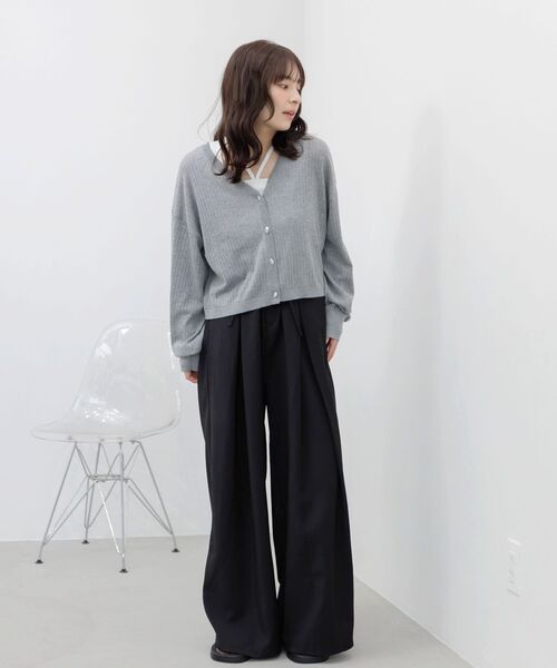 RETRO GIRL(レトロガール)の「共リボン付ワイドスラックス(スラックス・レディース・ブラック/ブラウン系その他/ライトグレー・MEDIUM/LARGE)」の4枚目の写真
