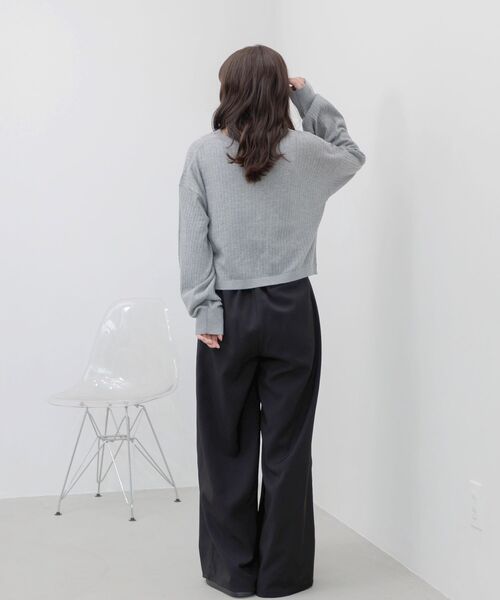 RETRO GIRL(レトロガール)の「共リボン付ワイドスラックス(スラックス・レディース・ブラック/ブラウン系その他/ライトグレー・MEDIUM/LARGE)」の6枚目の写真