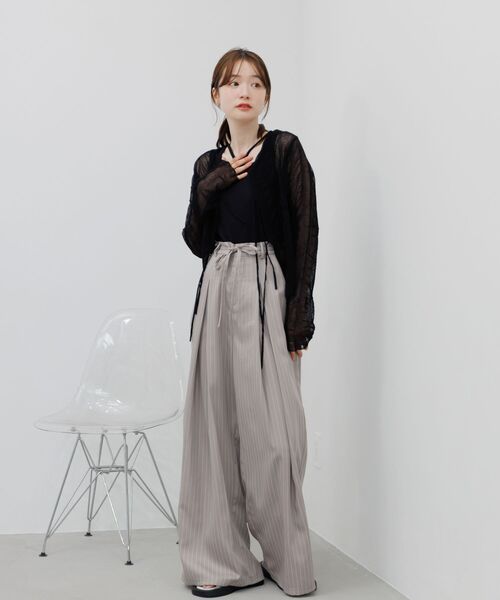 RETRO GIRL(レトロガール)の「共リボン付ワイドスラックス(スラックス・レディース・ブラック/ブラウン系その他/ライトグレー・MEDIUM/LARGE)」の12枚目の写真