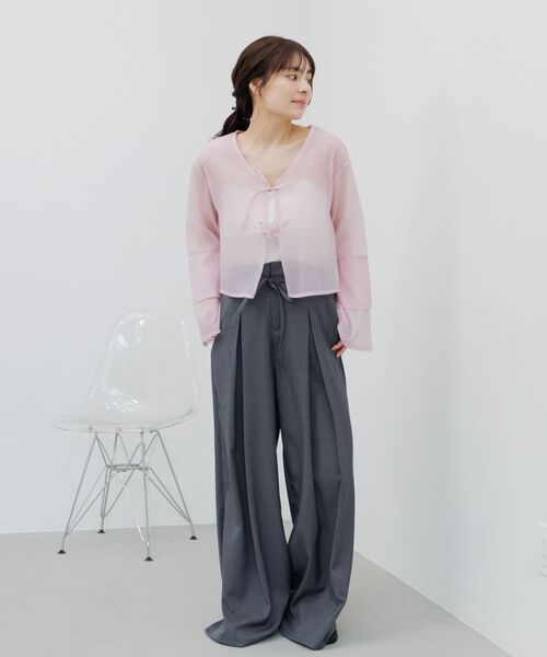 RETRO GIRL(レトロガール)の「共リボン付ワイドスラックス(スラックス・レディース・ブラック/ブラウン系その他/ライトグレー・MEDIUM/LARGE)」の20枚目の写真