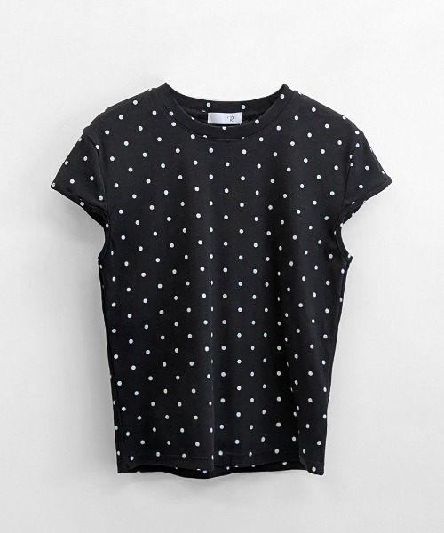 REMUR(レミュール)の「ドット柄ショートスリーブTシャツ(Tシャツ/カットソー・レディース・ブラック/オフホワイト/グレー・FREE)」の9枚目の写真