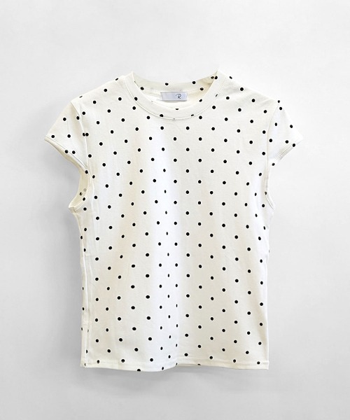 REMUR(レミュール)の「ドット柄ショートスリーブTシャツ(Tシャツ/カットソー・レディース・ブラック/オフホワイト/グレー・FREE)」の8枚目の写真