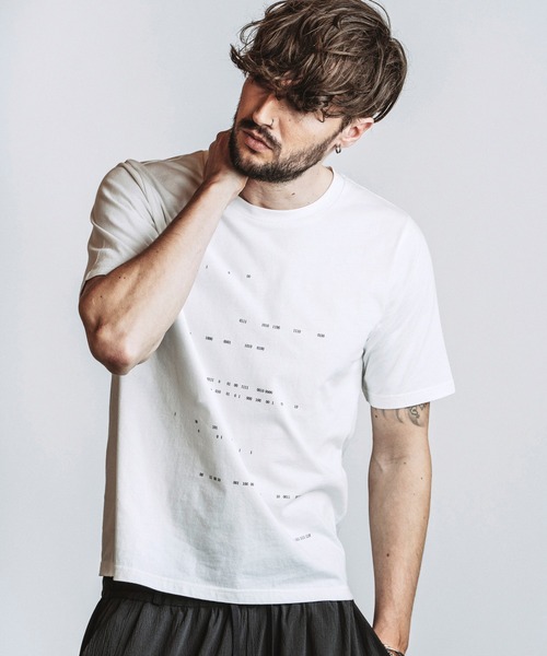 NO ID.(ノーアイディ)の「【NO ID.】Binary Number Print T-Shirt / バイナリー ナンバー プリント Tシャツ(Tシャツ/カットソー・メンズ・ブラック/ホワイト・2/1)」の3枚目の写真