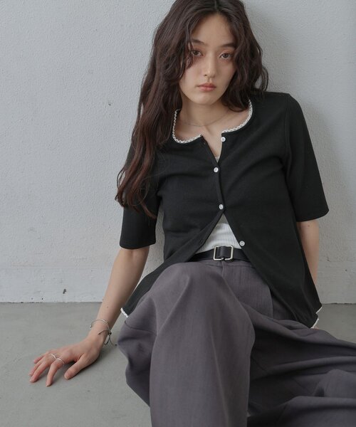 COLONY 2139(コロニートゥーワンスリーナイン)の「ミニレースカーディガン(Tシャツ/カットソー・レディース・グレー/ブラック/アイボリー・FREE)」の1枚目の写真