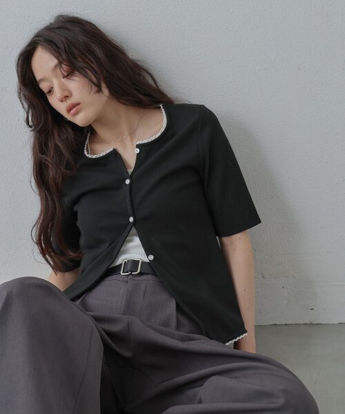 COLONY 2139(コロニートゥーワンスリーナイン)の「ミニレースカーディガン(Tシャツ/カットソー・レディース・グレー/ブラック/アイボリー・FREE)」の11枚目の写真