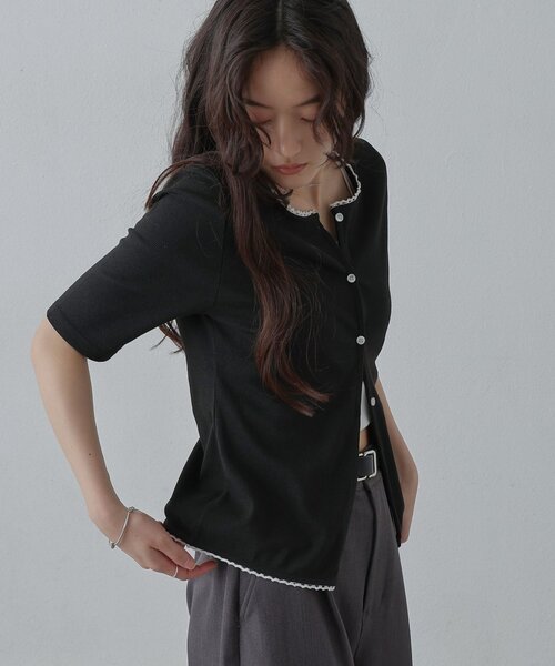 COLONY 2139(コロニートゥーワンスリーナイン)の「ミニレースカーディガン(Tシャツ/カットソー・レディース・グレー/ブラック/アイボリー・FREE)」の12枚目の写真