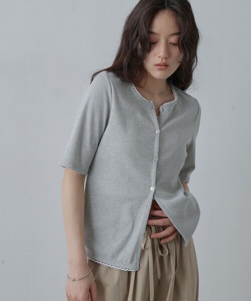 COLONY 2139(コロニートゥーワンスリーナイン)の「ミニレースカーディガン(Tシャツ/カットソー・レディース・グレー/ブラック/アイボリー・FREE)」の16枚目の写真