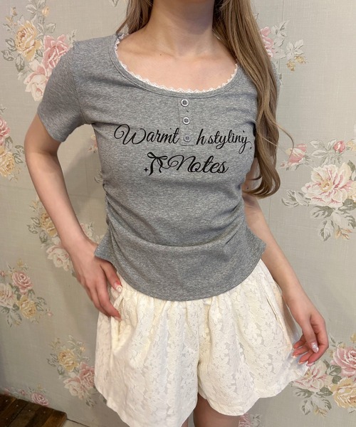 PHILLY(フィリー)の「メッセージロゴヘンリーコンパクトT(Tシャツ/カットソー・レディース・グレー/ホワイト・FREE)」の1枚目の写真
