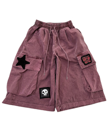 SK8ER ROCK（スケーターロック）の「Parchwork Pigment Cargo Bermuda Shorts ((Wine))（その他パンツ）」